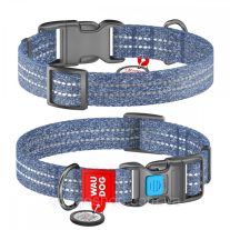 WauDog ECO Re-Cotton sötét kék nyakörv 25mm x 31-49cm
