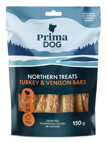 PrimaDog Northern Treats Bars Pulyka, szarvas - puha jutalomfalat 150g