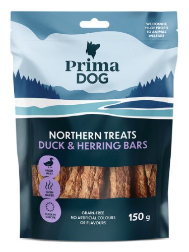 PrimaDog Northern Treats Bars Kacsa, tonhal - puha jutalomfalat 150g