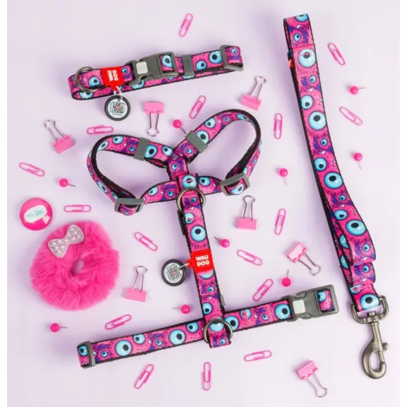 WAUDOG Monster Eyes pink Nylon nyakörv 33-49cm 25mm