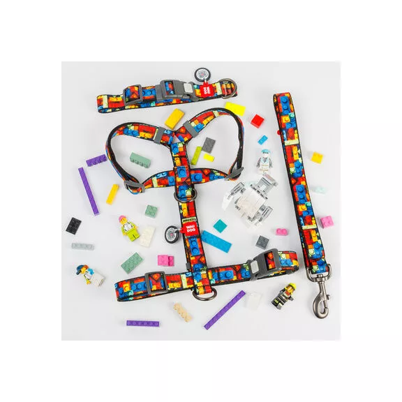 WAUDOG Építő kockás Nylon nyakörv 33-49cm 25mm
