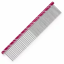 IdealDog 50/50 kétosztású fémfésű 16 cm – bordó