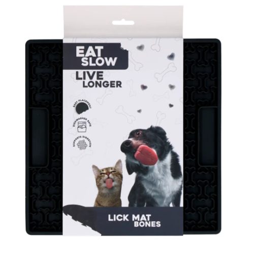 Eat Slow Live Longer Lick Mat Bones szürke szilikon