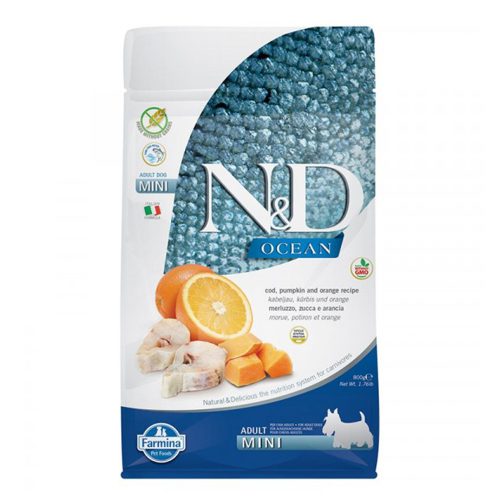 N&D Dog Ocean tőkehal, sütőtök&narancs adult mini 800g