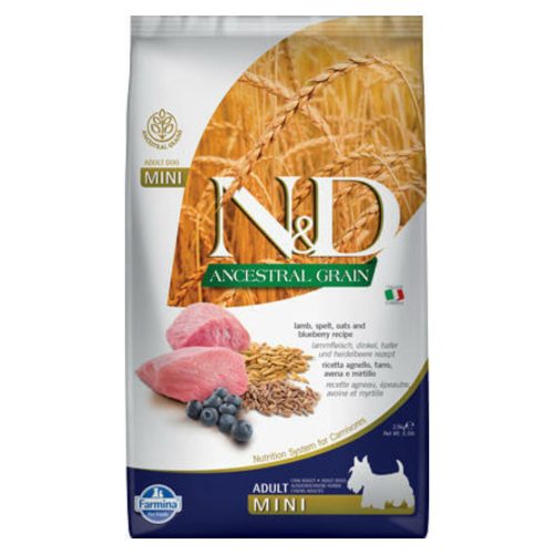 N&D Dog Ancestral Grain bárány, tönköly, zab&áfonya adult mini 800g