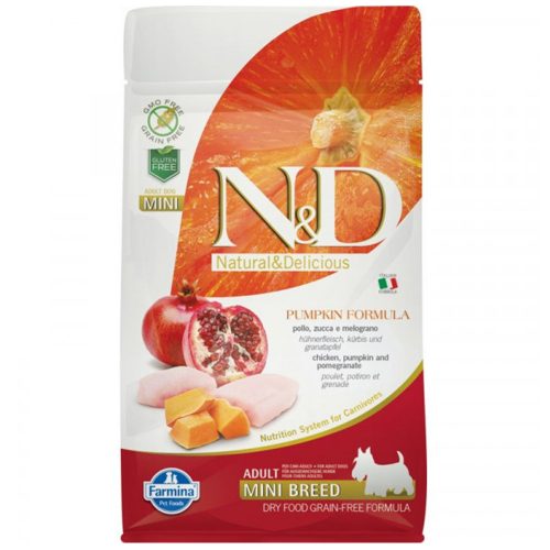 N&D Dog Grain Free csirke&gránátalma sütőtökkel adult mini 800gr