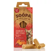   Soopa Dental Sticks - vörös áfonyás és édesburgonyás fogtisztító rúd 100g