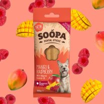   Soopa Mango, raspberry Dental Sticks - mangós, málnás fogtisztító rúd 100g