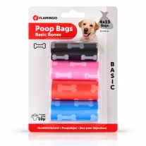  Flamingo Basic Bones csont mintás kutyaürülék-zacskó 4 × 15 db