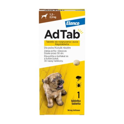 AdTab rágótabletta Small 1,3-2,5kg kullancs/bolha ellen 1db