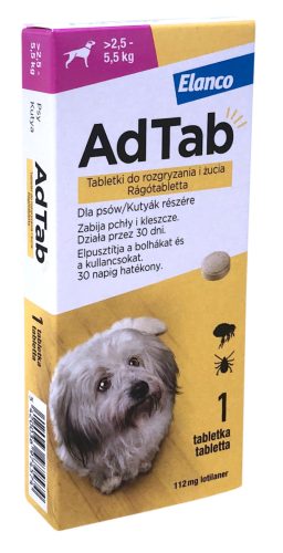 AdTab rágótabletta Small 2,5-5,5kg kullancs/bolha ellen 1db