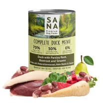 SANADOG párolt konzerv menü kacsa, cékla, szezámmag 400g