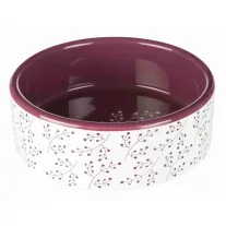 Kerámia tál kutyáknak 1,4l/20cm fehér/bordó