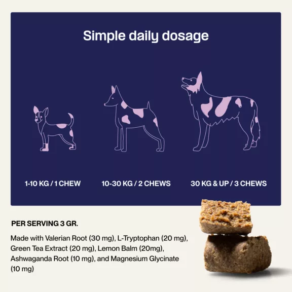 Doganics Mood Calm & Relax nyugalmat és kiegyensúlyozott viselkedést támogató rágófalat 60 db Doganics Mood Calm & Relax nyugalmat és kiegyensúlyozott viselkedést támogató rágófalat 60 db