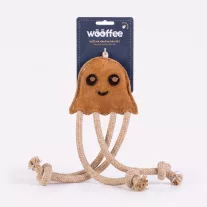   Wooffee bivalybőr medúza juta-pamut kötéllel és kókuszrost töltettel természetes kutyajáték 28 cm