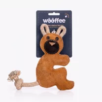   Wooffee bivalybőr medve juta-pamut kötéllel és kókuszrost töltettel természetes kutyajáték 15 cm